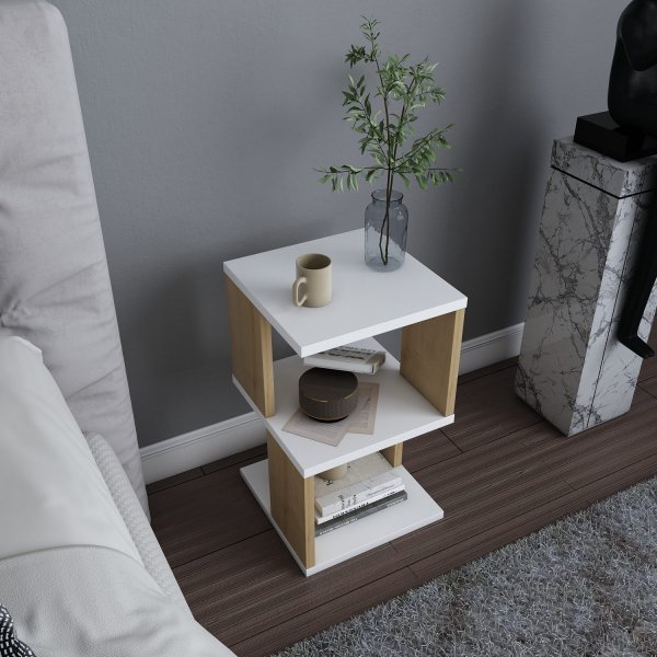 Chevet Carter - Blanc/chêne Chevet Carter - Blanc/chêne