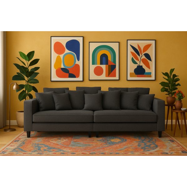 Canapé 4 places 270 cm tissu anthracite - Brandy + Nettoyage textile pour meubles Canapé 4 places 270 cm tissu anthracite - Brandy + Nettoyage textile pour meubles