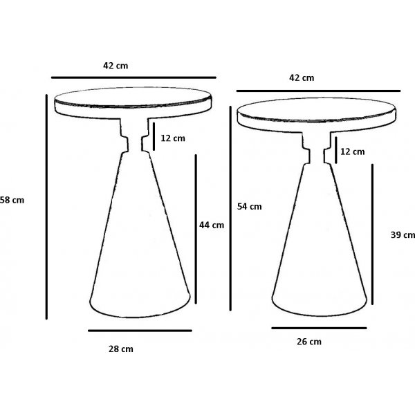 Chalice sidobord set 50/55 cm - Svart/guld Chalice sidobord set 50/55 cm - Svart/guld