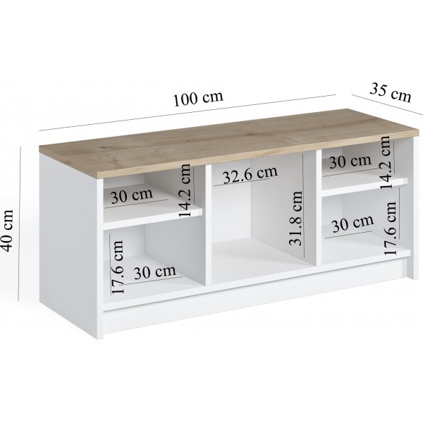 Lone schoenenkast - Eiken wit/saffier