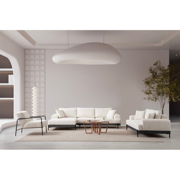 Canapé Eti divan gauche - Blanc/noir Canapé Eti divan gauche - Blanc/noir