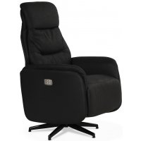 Comfort Saga (el) reclinerfåtölj med inbyggt fotstöd - Svart ecoläder Comfort Saga (el) reclinerfåtölj med inbyggt fotstöd - Svart ecoläder