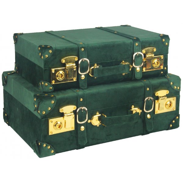 Petit vintage koffert set om 2 st - Mrkgrn (Sammet)