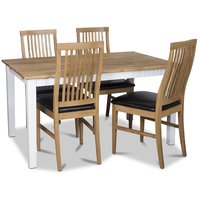 Österlen matgrupp, Klassiskt 140 cm matbord i vit/ek med 4 st Kivik matstolar med sits i PU Österlen matgrupp, Klassiskt 140 cm matbord i vit/ek med 4 st Kivik matstolar med sits i PU
