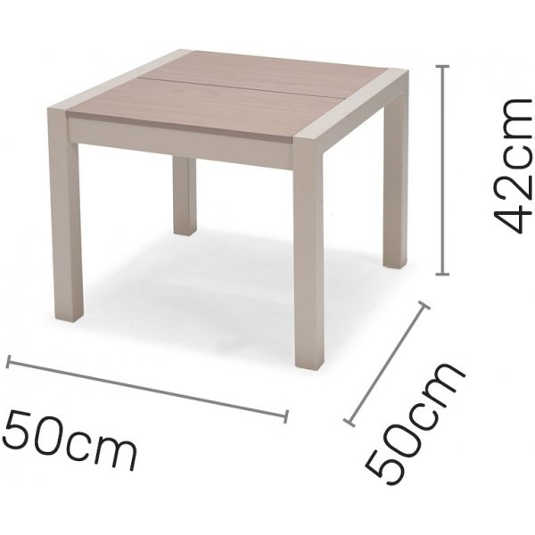 Urbanite cafgroep met tafel 51 x 51 cm en 2 stapelbare eetkamerstoelen - Beige
