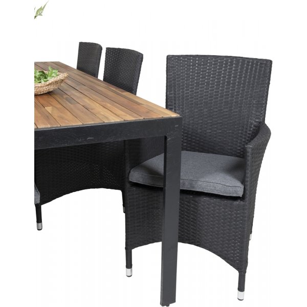 Bois utematgrupp med 6 st Malin stolar - Svart/Gr/Natur