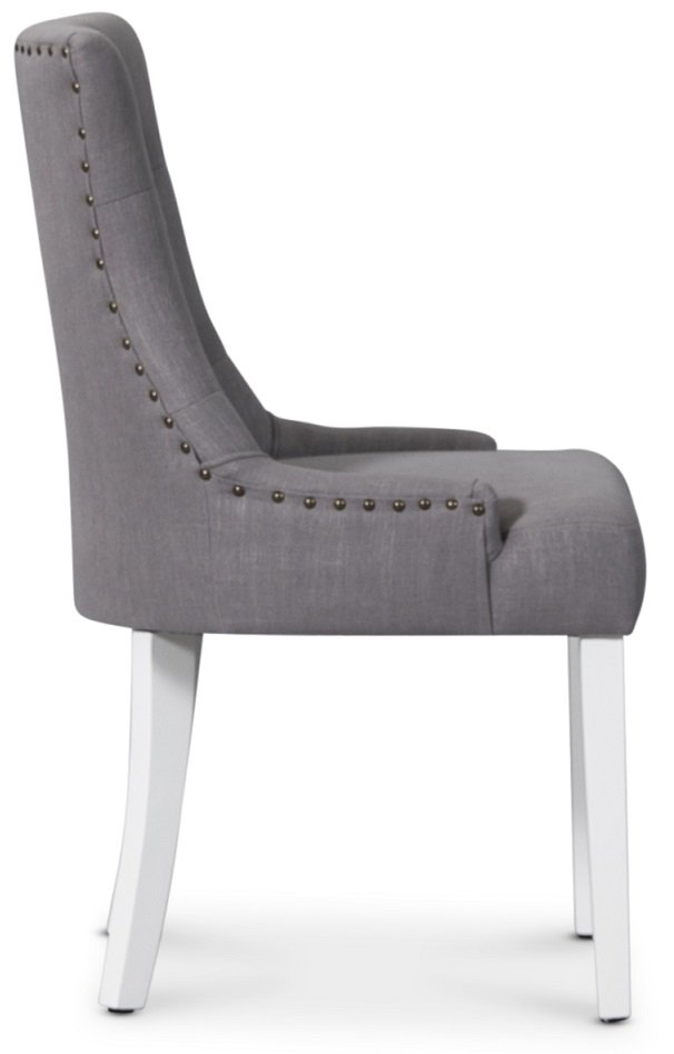 Tuva stol grått tyg Vita ben 1095 kr Trendrum.se New England stol Vit 1095 kr Trendrum.se