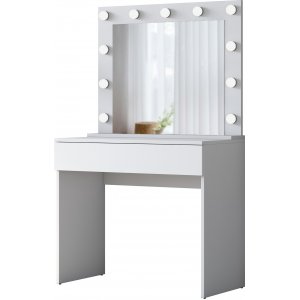 Coiffeuse Bijou avec miroir 20 - 90 x 45 cm - Blanc