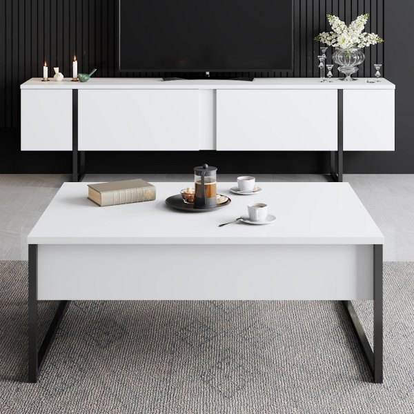 Table basse Lux 90 x 60 cm - Blanc/noir Table basse Lux 90 x 60 cm - Blanc/noir