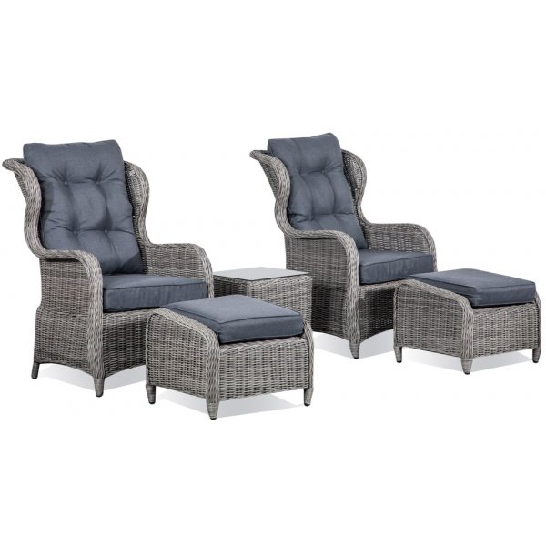 Duvan utegrupp - Grå konstrotting + Textilrengöring för möbler Duvan utegrupp - Grå konstrotting + Textilrengöring för möbler