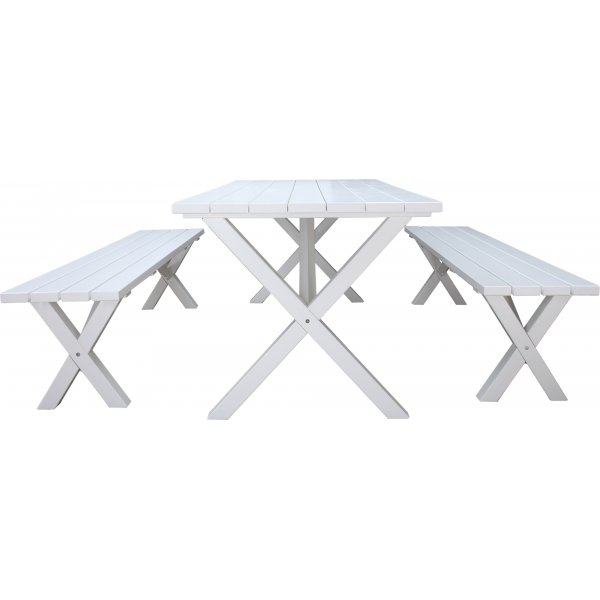 Table de groupe d'extrieur Scottsdale 190 cm avec 2 bancs - Blanc