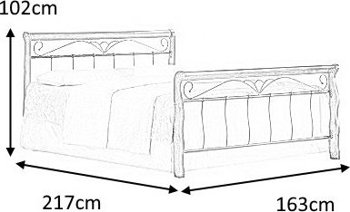 Anika 160x200 cm säng - antik körsbär/svart Anika 160x200 cm säng - antik körsbär/svart
