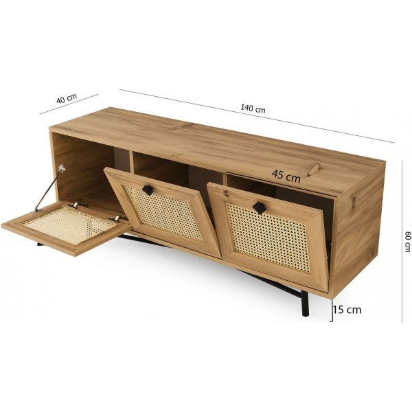 Banc mdia Alcazar 140 cm - Chne/noir