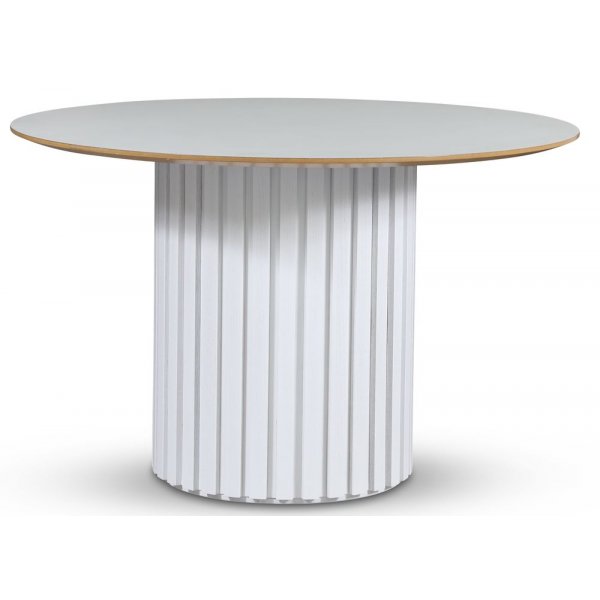 Empire matbord - Perstorp ljus laminat 118 cm / Vit lamell trfot