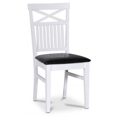 Fr matgrupp; matbord 160/210x90 cm - Vit / oljad ek med 4 st Fr stolar kryss i ryggen och sits i svart PU