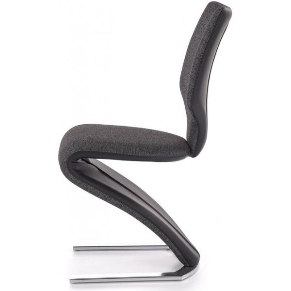 Chaise de salle à manger Zackary - Gris/noir (Tissu/PU) - Chrome Chaise de salle à manger Zackary - Gris/noir (Tissu/PU) - Chrome