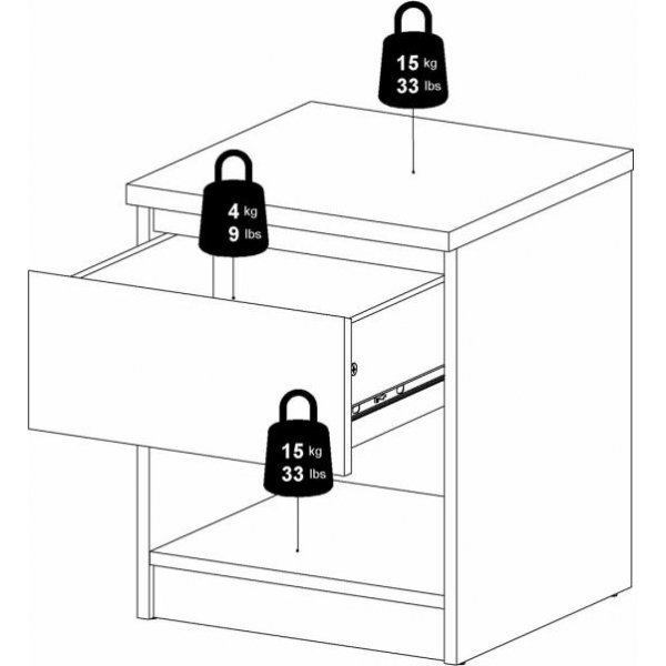Table de chevet Naia 1 - Béton/blanc Table de chevet Naia 1 - Béton/blanc