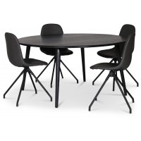 Omni matgrupp, runt matbord Ø130 cm inkl 4 st Bridge snurrbara svarta stolar - Svartbetsad ek Omni matgrupp, runt matbord Ø130 cm inkl 4 st Bridge snurrbara svarta stolar - Svartbetsad ek