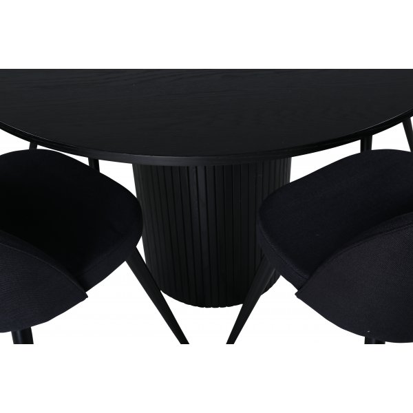 Bianca Matgrupp runt svart matbord med 4 st Velvet svart stolar