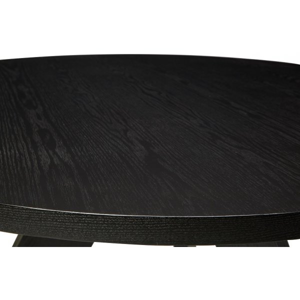 Table à manger ronde Fiona Ø120 cm en placage chêne teinté noir Table à manger ronde Fiona Ø120 cm en placage chêne teinté noir