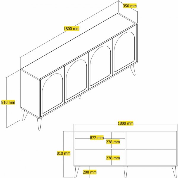 Buffet Lyon - Blanc/noyer Buffet Lyon - Blanc/noyer