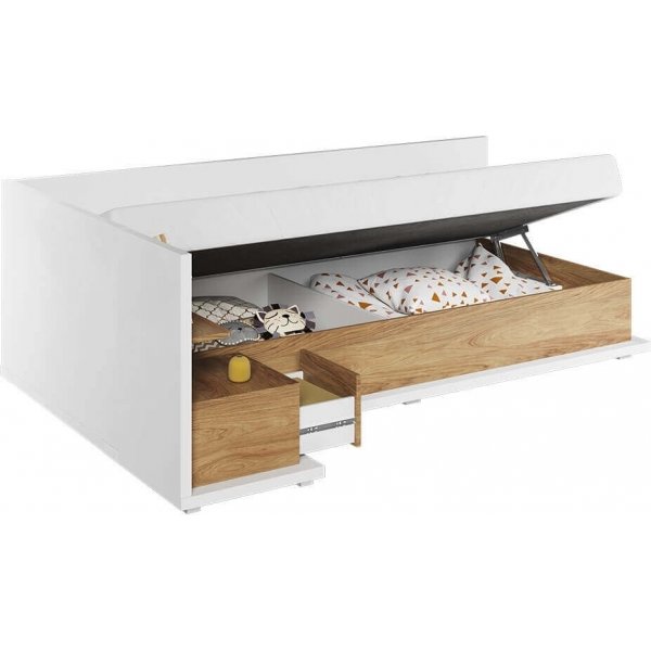 Simi bed links 90 x 200 cm - Wit/hickory Simi bed links 90 x 200 cm - Wit/hickory