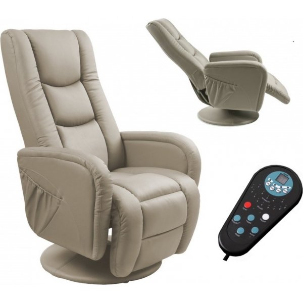 Massageftlj i beige PVC med fjrrkontroll