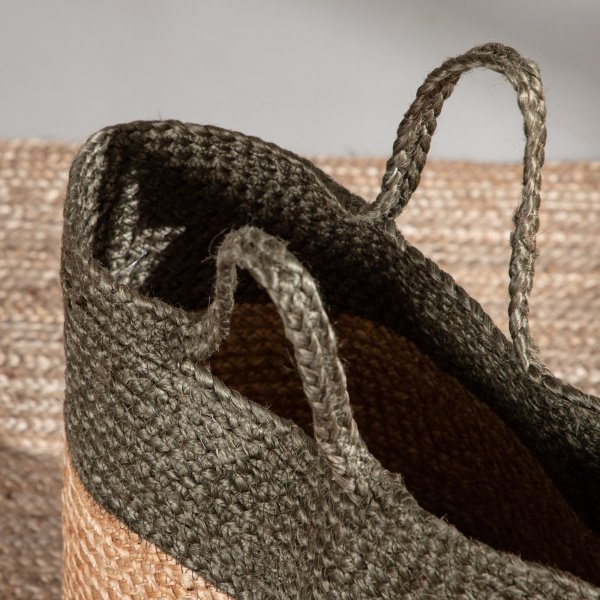 Panier Kanpur 35 cm - Vert/jute