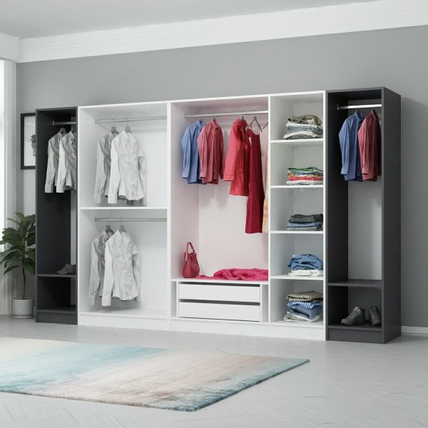 Armoire Rizada - Anthracite/blanc Armoire Rizada - Anthracite/blanc