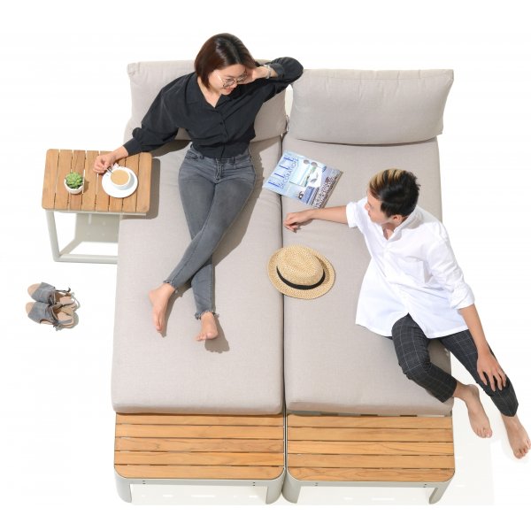 Portals lounge groep 3 - Wit/teak Portals lounge groep 3 - Wit/teak