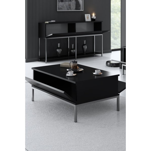 Table basse Lord 90 x 60 cm - Noir/argent