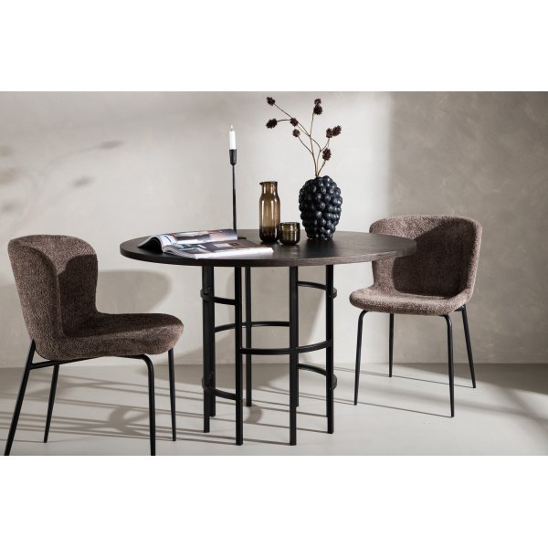 Table à manger Laholm Ø115 cm - Noir/moka Table à manger Laholm Ø115 cm - Noir/moka