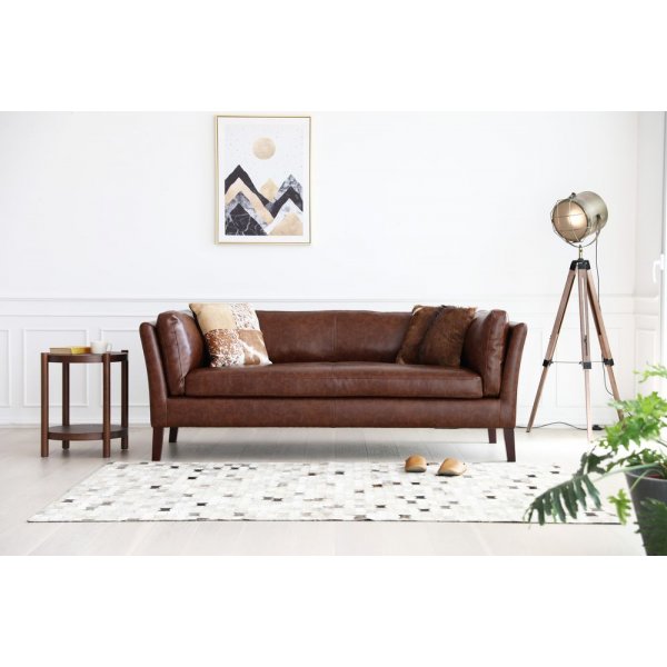 Soffa 3-sits brun vintage PU 198 cm - Heritage Soffa 3-sits brun vintage PU 198 cm - Heritage