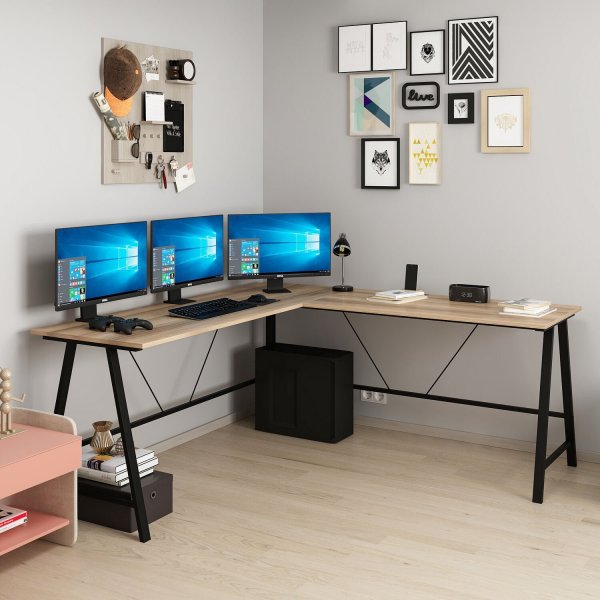 Bureau d'angle Team 180 x 60 cm - Marron fonc