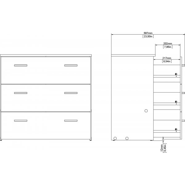 Space ladekast met 3 lades - Wit Space ladekast met 3 lades - Wit
