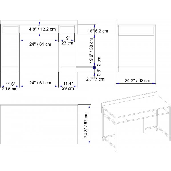 Bureau Alma 120 x 60 cm - Or/blanc