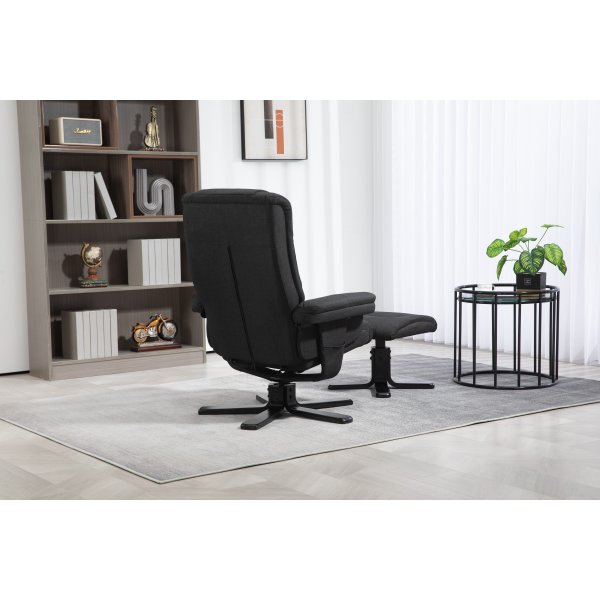Oslo reclinerftlj med pall - Cortina svart