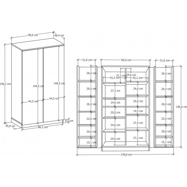 Paose garderob - Ek/vit Paose garderob - Ek/vit