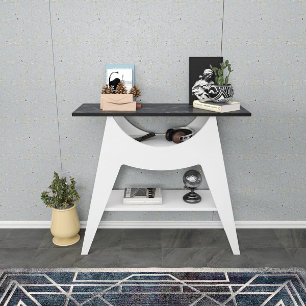 Ese avlastnigsbord 100 x 35 cm - Vit/svart Ese avlastnigsbord 100 x 35 cm - Vit/svart