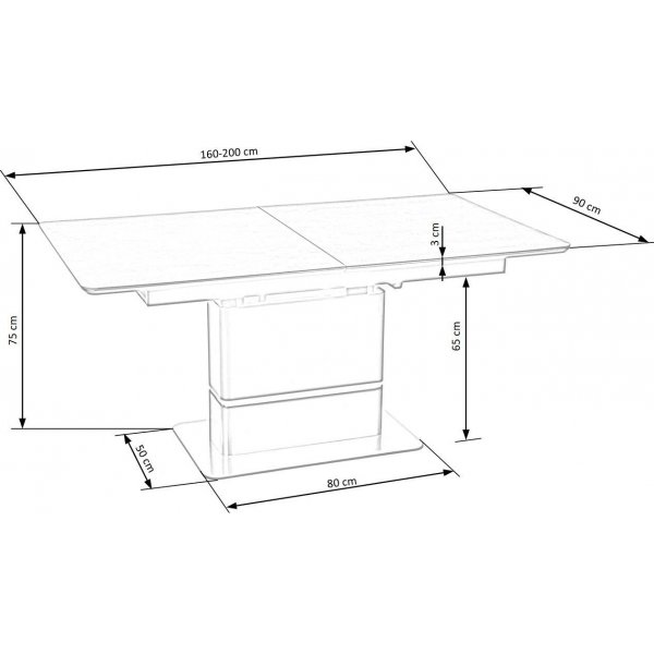 Table à manger Martin 160-200 x 90 cm - Gris foncé/noir Table à manger Martin 160-200 x 90 cm - Gris foncé/noir