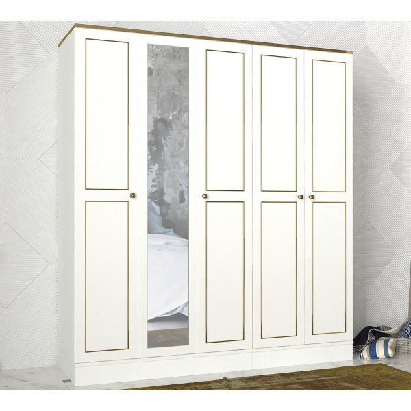 Armoire Ravenna 5 - Blanc/or Armoire Ravenna 5 - Blanc/or