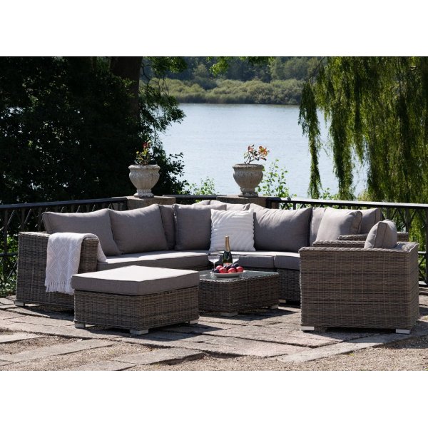 Calvi stor utesoffgrupp / loungeset - Kuburotting / Grå dynor Calvi stor utesoffgrupp / loungeset - Kuburotting / Grå dynor