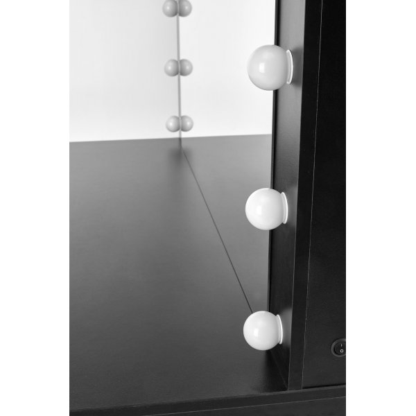 Facada svart sminkbord med spegel och LED-belysning Facada svart sminkbord med spegel och LED-belysning