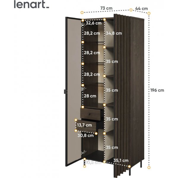 Piemonte hgt vitrinskp - Portland ask/svart