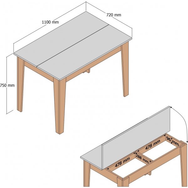 Table à manger Kyiv 110 x 72 cm - Blanc/noyer Table à manger Kyiv 110 x 72 cm - Blanc/noyer
