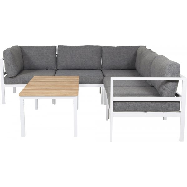 Copacabana hörnsoffgrupp - Vit/Teak/Grå Copacabana hörnsoffgrupp - Vit/Teak/Grå