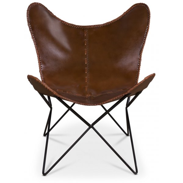 Fladdermusfåtölj Trendens - Brunt skinn / Svart Fladdermusfåtölj Trendens - Brunt skinn / Svart