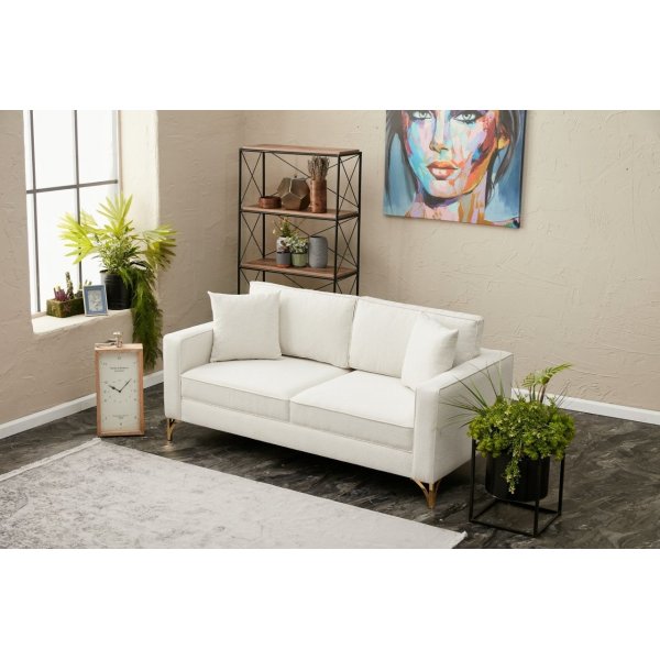 Canapé 2 places Berlin - Blanc crème/or Canapé 2 places Berlin - Blanc crème/or