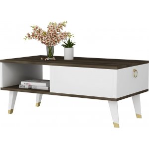 Table basse Delux 90 x 45 cm - Noyer/blanc