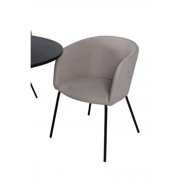 Bianca Matgrupp runt svart matbord med 4 st Berit beige stolar